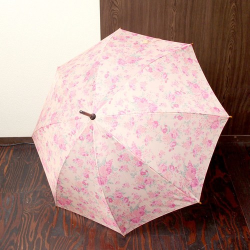 【セール】【雨傘】ワンタッチ開閉タイプ ローズ傘