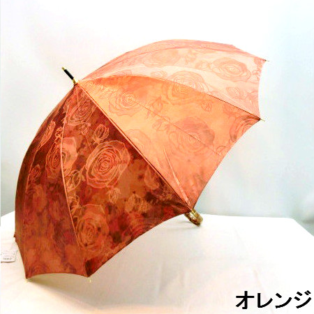雨傘 長傘 ツヤツヤサテンバラ柄ジャガード生地裏花絵画調両面12本