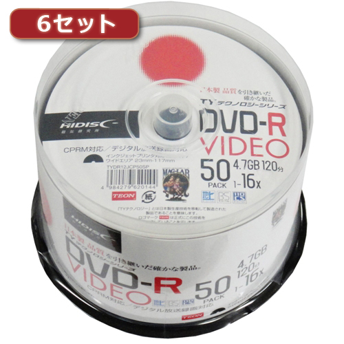 【6セット】HI DISC DVD-R(録画用)高品質 50枚入 TYDR12JCP50S