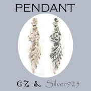 ペンダント-o / 4-1851 ◆ Silver925 シルバー ペンダント バラ＆フェザー 選べる 2色 CZ（旧 4169/4170 ）