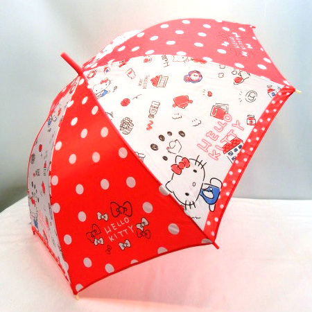 【雨傘】【ジュニア用】55cmハローキティライフアイテム柄ジャンプ傘