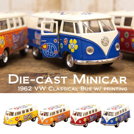 【1962 VW Classical Bus w/ printing (Ivory Top) 1:32(M)】ダイキャストミニカー12台セット★