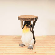 【樹脂置物】　ペンギン　花台/ディスプレイ台/サイドテーブル（直送可能）