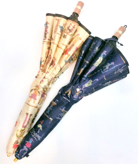 日本製】【雨傘】【折りたたみ傘】日本製甲州産朱子ホグシ織人形柄軽量