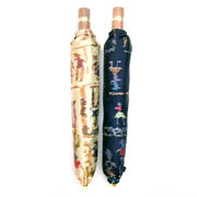 【日本製】【雨傘】【折りたたみ傘】日本製甲州産朱子ホグシ織人形柄軽量折畳傘
