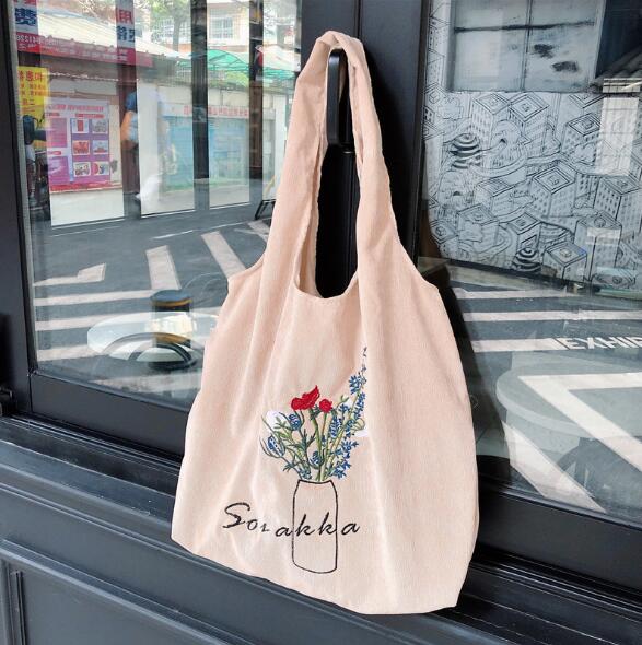 J.CHIC ショルダー *キャンバス *エコバッグ ☆秋冬☆大容量 ショルダーバッグ 刺繍 日系chic キャンバス