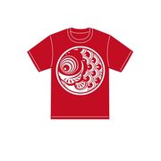 Tシャツ 丸鯉白print 赤地 100 178890