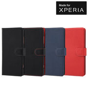 Xperia　XZ2 Compact 手帳型ケース シンプル マグネット スリープ機能対応-ブラック-レッド
