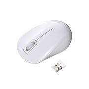 静音ワイヤレスブルーLEDマウス 2.4GHz USBコネクタ(Aタイプ) 小型サイズ ホワイト