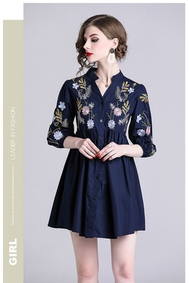 ワンピース オシャレvネック刺繍入りワンピ 春 秋 二次会 19夏新作 エレガント アパレル 株式会社 ハイスター 問屋 仕入れ 卸 卸売の専門 仕入れならnetsea