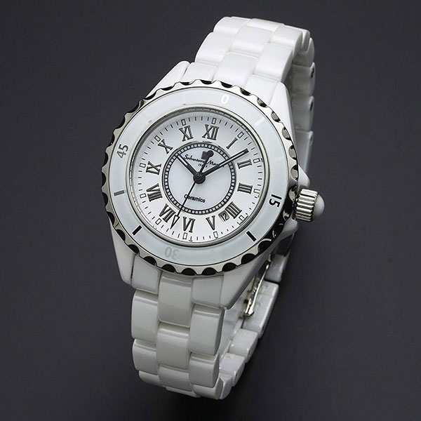 正規品SalvatoreMarra腕時計サルバトーレマーラ SM15151-WHR セラミック 三針 レディース腕時計