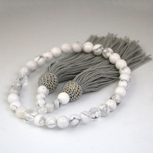 いざという時の必需品・ハウ石の数珠 ホワイトハウライト 女性用