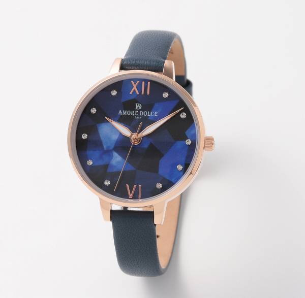 正規品AMORE DOLCE腕時計アモーレドルチェ AD18304-PGNVMOP/NV MOP文字盤 革ベルト レディース腕時計