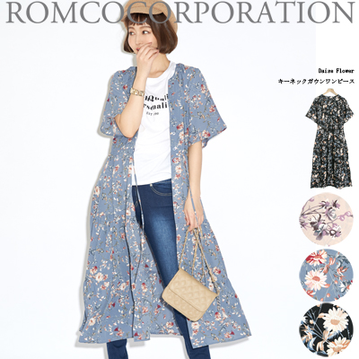 【2019春夏新作】Daise Flower キーネックガウンティアードワンピース