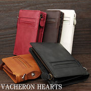 本革使用 縦型二つ折り財布 カードポケットL字ファスナー札入れ VH-3000 メンズ財布