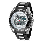 アナデジ HPFS615-SVWH アナログ&デジタル クロノグラフ 防水 ダイバーズウォッチ風メンズ腕時計
