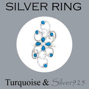 リング-10 / 1-2351 ◆ Silver925 シルバー デザイン リング ターコイズ