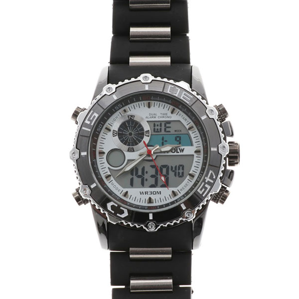 アナデジ デジアナ HPFS622-WHBK アナログ&デジタル 防水 ダイバーズウォッチ風メンズ腕時計 クロノグラフ