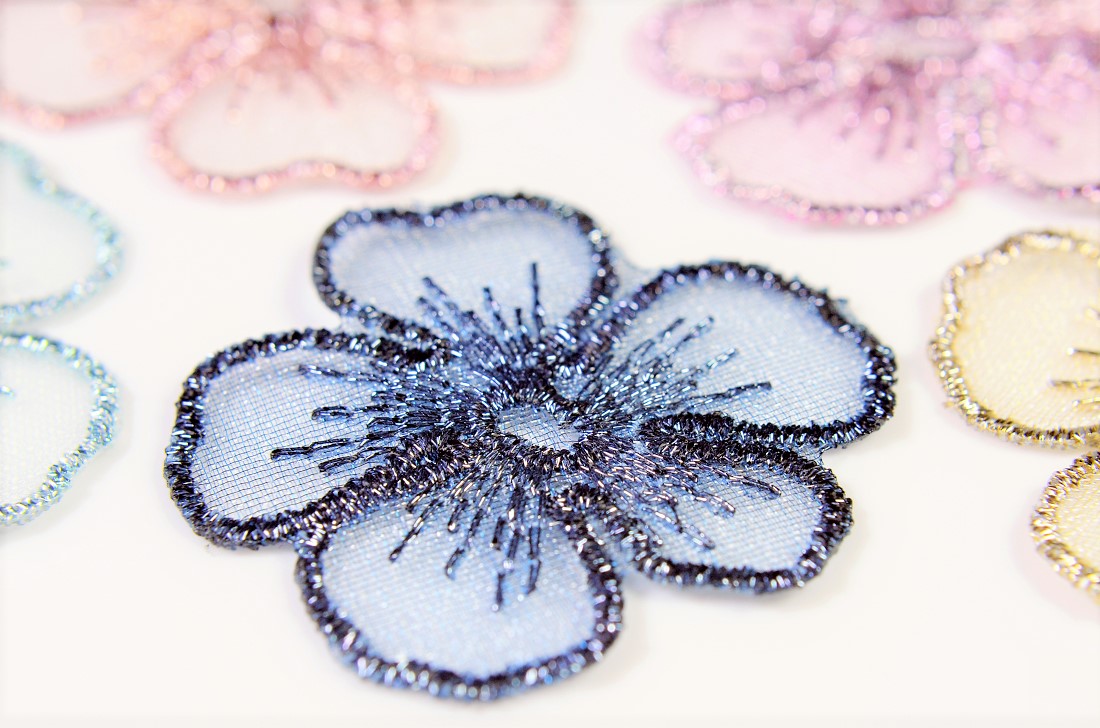 トレンドパーツ】レース素材 刺繍パーツ 刺繍フラワー 刺繍蝶々