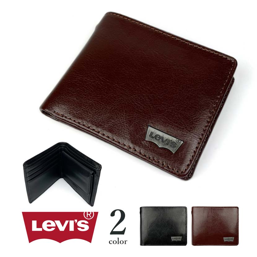 【全2色】 Levis リーバイス ウォレット 二つ折り 財布 リアルレザー メンズ レディース 男女兼用