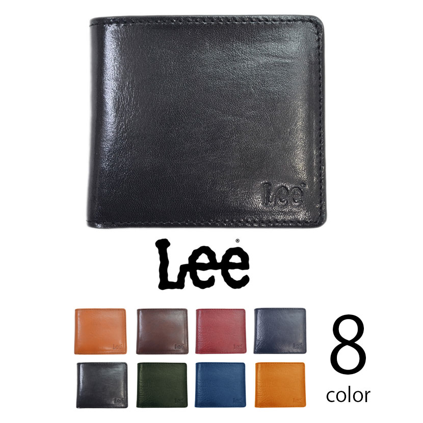 【全8色】  Lee リー 高級イタリアンレザー 二つ折り財布コンパクト ウォレット