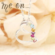 【me on...】7色の宝石が可愛く輝くレインボーマルチカラーK10オープンハートネックレス