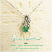 【Green whirlwind】K10ホワイトゴールドエメラルドカット×ダイヤモンドネックレス