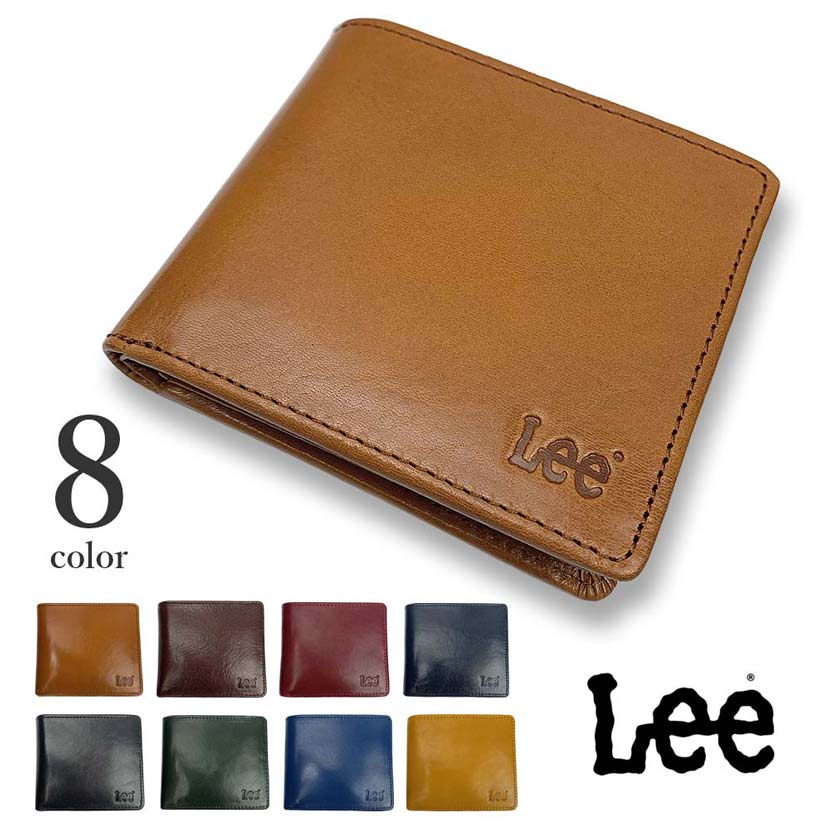 【全8色】 Lee リー 高級イタリアンレザー 中ベラ付き二つ折り財布 ウォレット