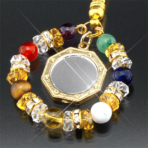 八卦鏡カラフル宝石ストラップ＜宝石パワーカード付き＞