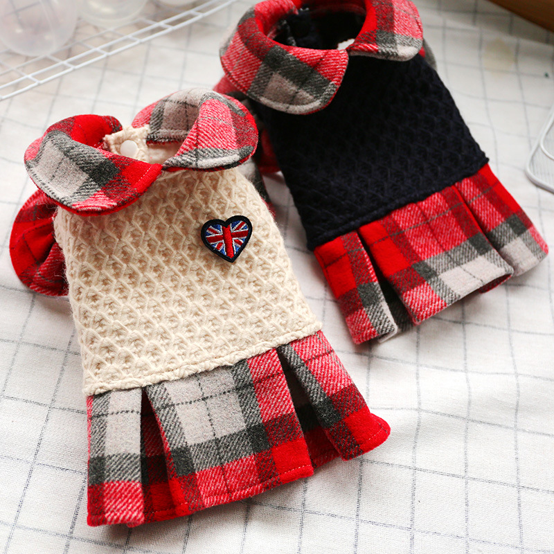 秋冬新作 犬服 ワンピース ニット 犬の服 犬 ワンちゃん服 ペット用品 (XS-XL)