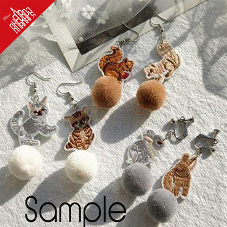 BLHW163537◆即納あり◆ポップな刺繍のワッペン ◆動物柄 アクセサリーパーツ ピアスパーツ