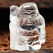 七福神の一柱 寿老人 長寿延命、富貴長寿の神 天然水晶A 彫刻 置物 約40mm