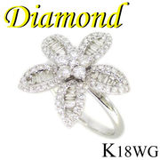 1-2001-03041 IDU  ◆ K18 ホワイトゴールド フラワー リング  ダイヤモンド 1.00ct　12号