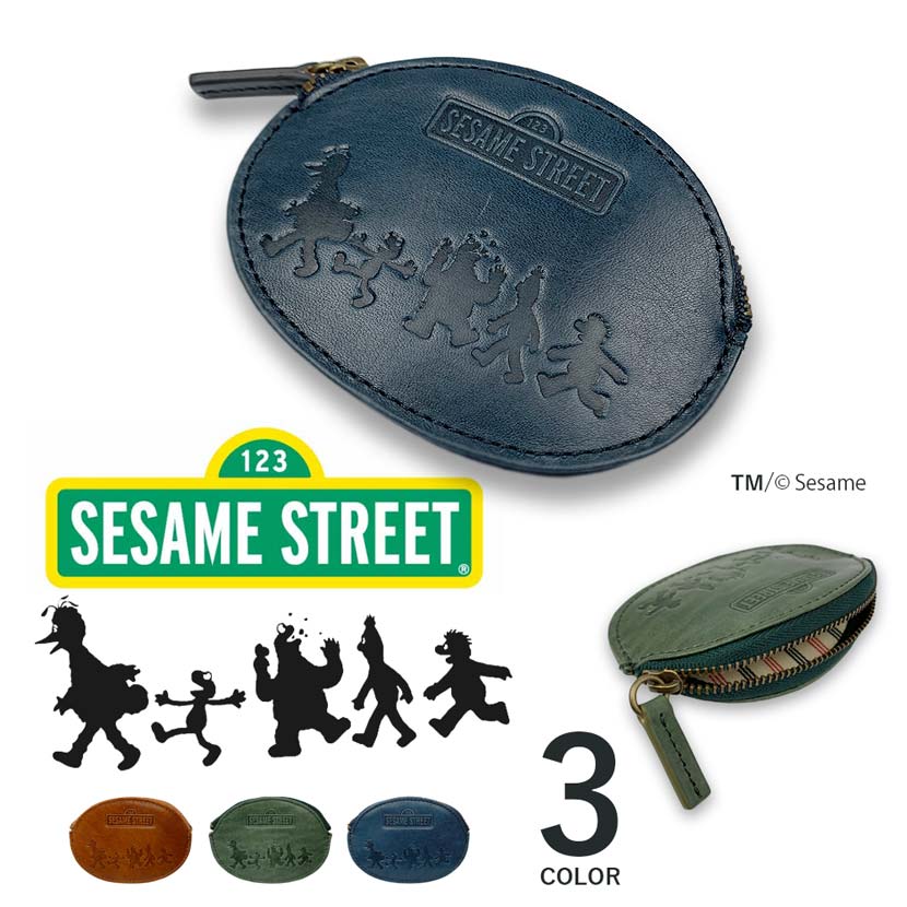 【全3色】SESAME STREET セサミストリート リアルレザー ラグビーボールデザイン コインケース 小銭入れ