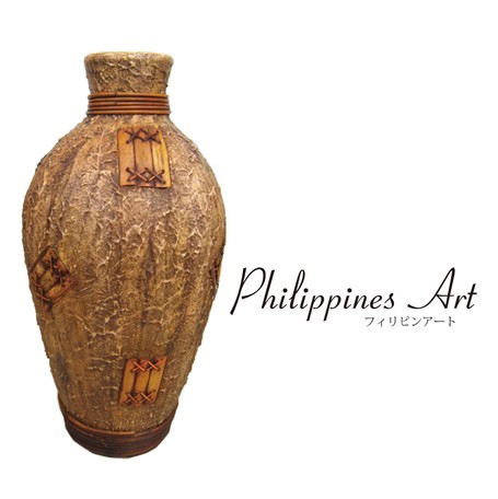 【SALE】フィリピンアート［ラタンパッチベース］＜花瓶＞【同梱不可/別途送料/送料無料対象外】