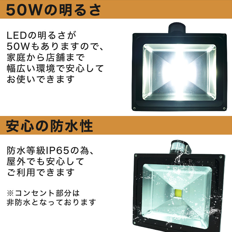 投光器 50w 人感センサー コンセント式 屋外 Led 照明 防犯 警戒 ガーデンライト 家具 インテリア 株式会社カスミ商事 問屋 仕入れ 卸 卸売の専門 仕入れならnetsea