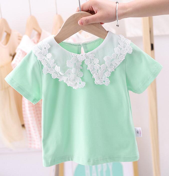 格安 夏新品 キッズ ファッション シャツ ブラウス 半袖 レース襟 子供服 女の子 2色80 1 アパレル 株式会社 コスモス 問屋 仕入れ 卸 卸売の専門 仕入れならnetsea