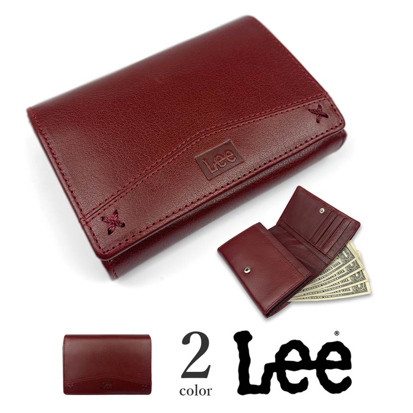 【全1色】 LEE リー リアルレザー　L字ファスナー 二つ折り財布 ショートウォレット