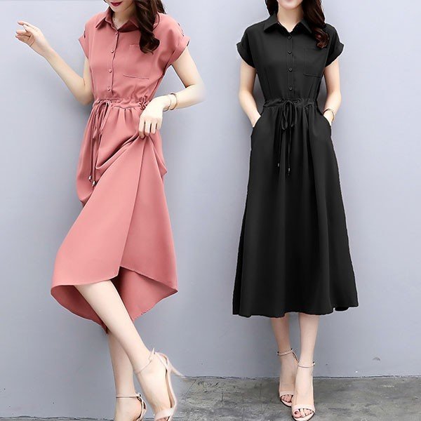 ワンピース レディース 40代 きれいめ 夏 シャツワンピース フレア 半袖 無地 膝丈 アパレル ファームレーテスト 有限会社 問屋 仕入れ 卸 卸売の専門 仕入れならnetsea