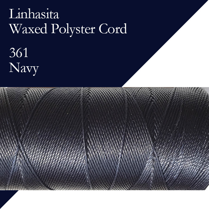 ワックスコード LINHASITA社製 ネイビー/太さ0.75mm 長さ約210m/ ロウ引き紐 #361