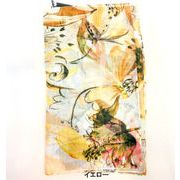 【スカーフ】イタリー製ラメ入りトロピカルガーデン柄ポリエステルロングスカーフ