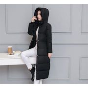 すっきり美人見え 韓国ファッション ダウンコート フード付き 大きいサイズ 百掛け 中・長セクション 厚手