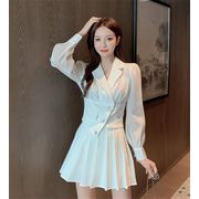 定番のベーシックデザイン 韓国ファッション イレギュラー スーツ コート 怠惰な風 スカート 2点セット