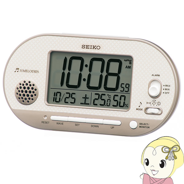 目覚まし時計 電波時計 デジタル アラーム カレンダー 温度計 湿度計 スヌーズ メロディ セイコー SEIK