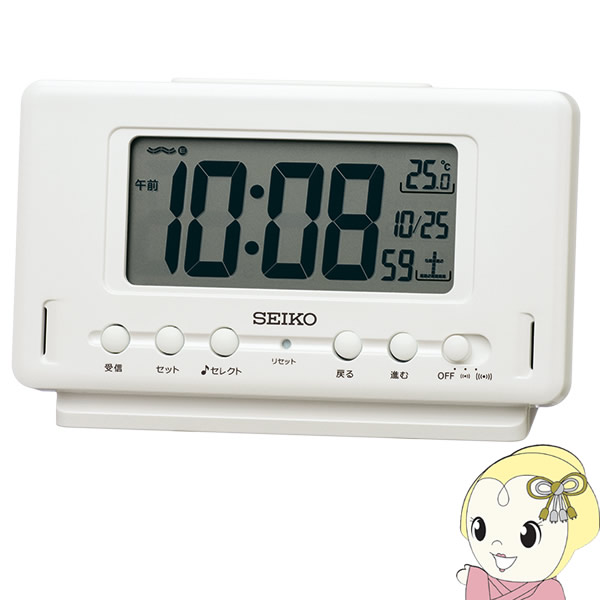 目覚まし時計 電波時計 デジタル アラーム カレンダー 温度計 スヌーズ メロディ セイコー SEIKO