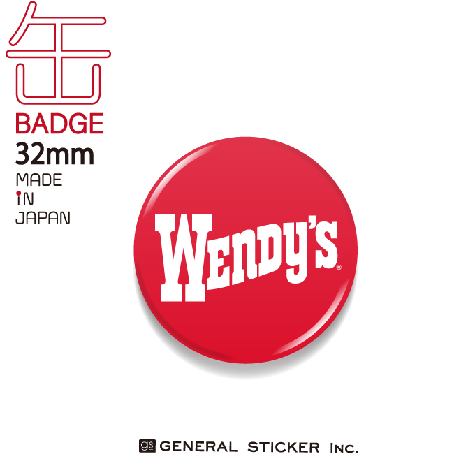 ウェンディーズ 缶バッジ 32mm RED WENDY'S ライセンス商品 WEN026 2020新作