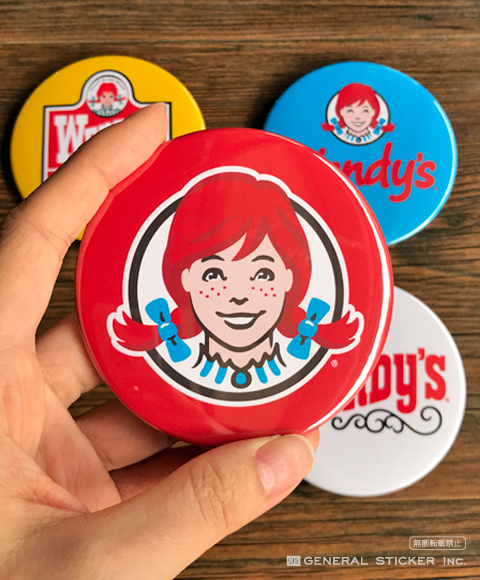 ウェンディーズ 缶バッジ 76mm RED ウェンディーちゃん WENDY'S
