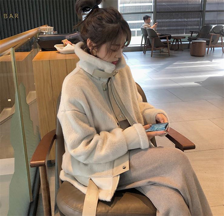 トップス 韓国 ゆったりする 子羊の毛 ファッション エレガント カジュアル 百掛け コート
