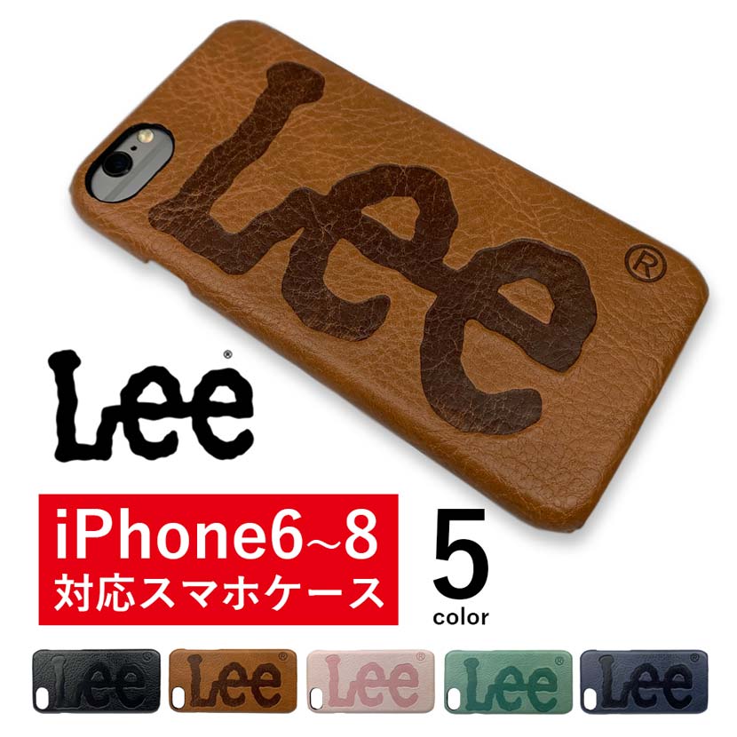 売り切り【全5色】Lee リー iPhone6 iPhone7 iPhone8 カバー デニムレザーパッチデザインスマホケース