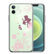 iPhone12 側面ソフト 背面ハード ハイブリッド クリア ケース マーメイド 人魚姫 ピンク